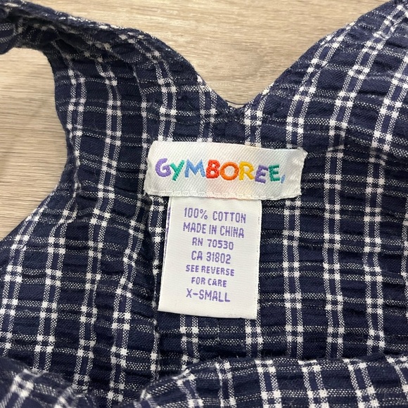 GYMBOREE Rainbow Tag VINTAGE SPORTS Blue Gingham Football Shortalls XSMALL Cap - Picture 4 of 7